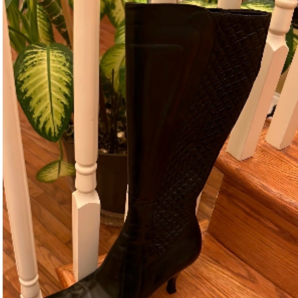 Enzo Angiolini black quilted texture knee high boot